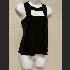 Eva Varro Black Cut Out Camisole Tank Top Abstract sz XS